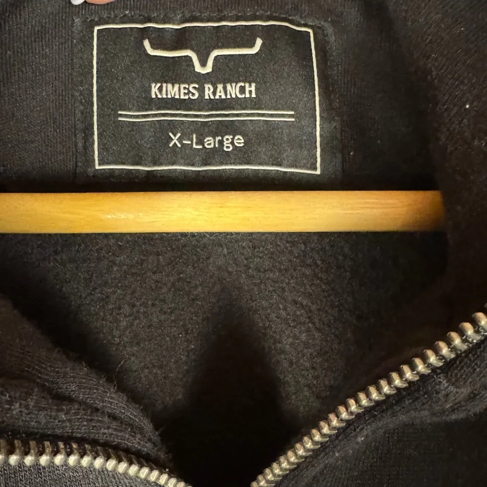 Kimes Ranch Black Quarter Zip Pullover Longhorn‎ Logo Sweatshirt Mens XL